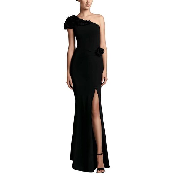 Dress The Population Dresses & Skirts - Dress The Population Womens Black Rosette Polyester Evening Dress NWT